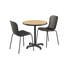 Kirra Café Table with round teak top and two black Patio Chair no. One S1 chairs in black.