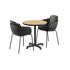 Kirra Café Table with round teak top and two black Patio Chair no. One S2 chairs in black.