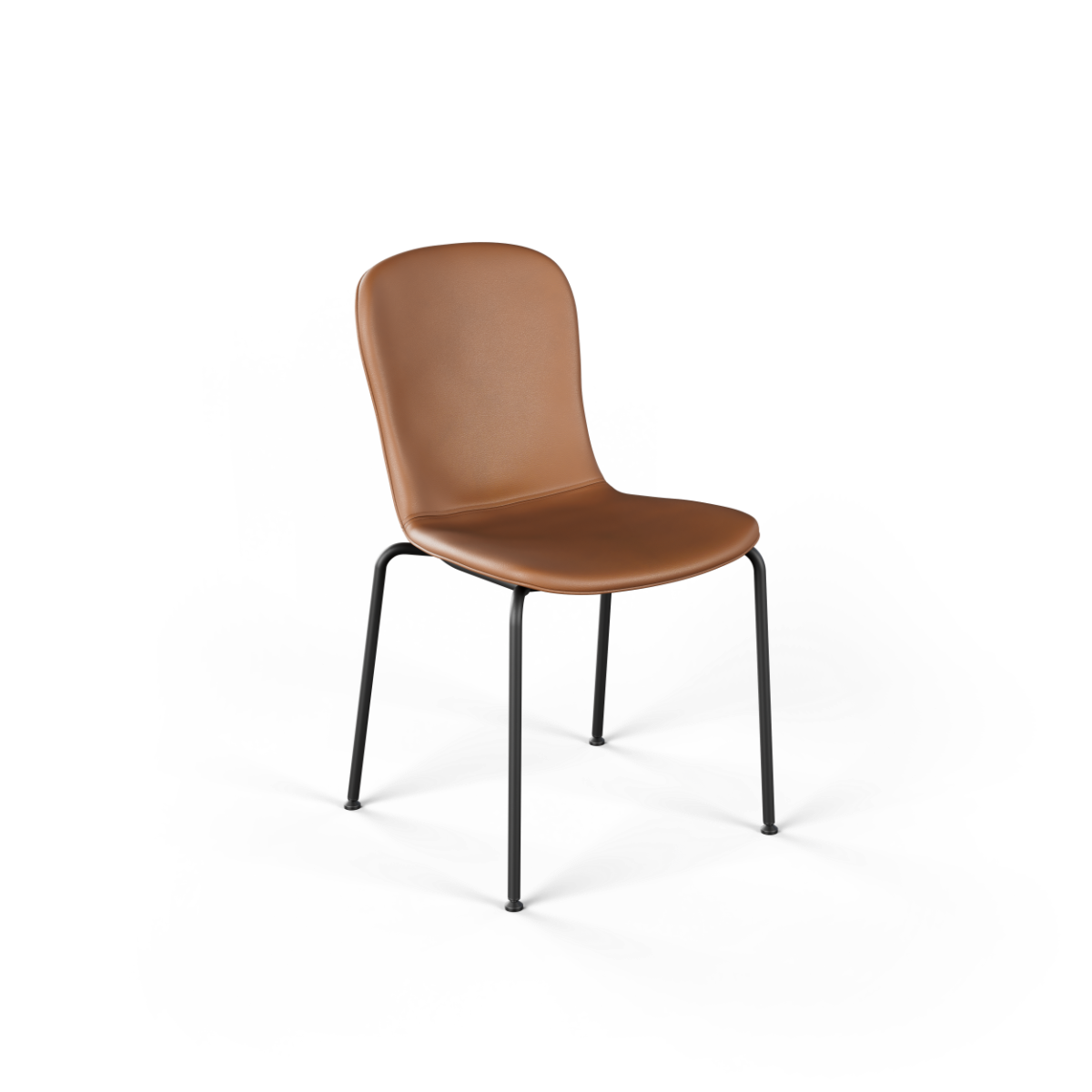 Chair no. One S1 spisestol med pulverlakkert stålramme og Terra Safari farget setetrekk i resirkulert plast og SPOOR-lær.