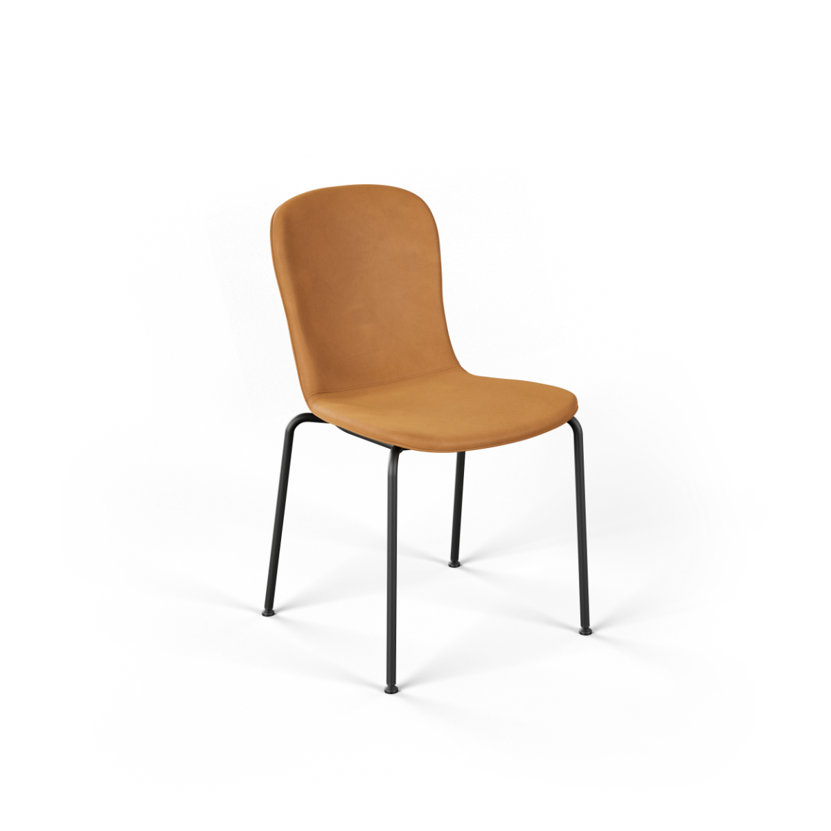 Chair no. One S1 spisestol i Luna Sandstone med pulverlakkert stålramme og lærsete.