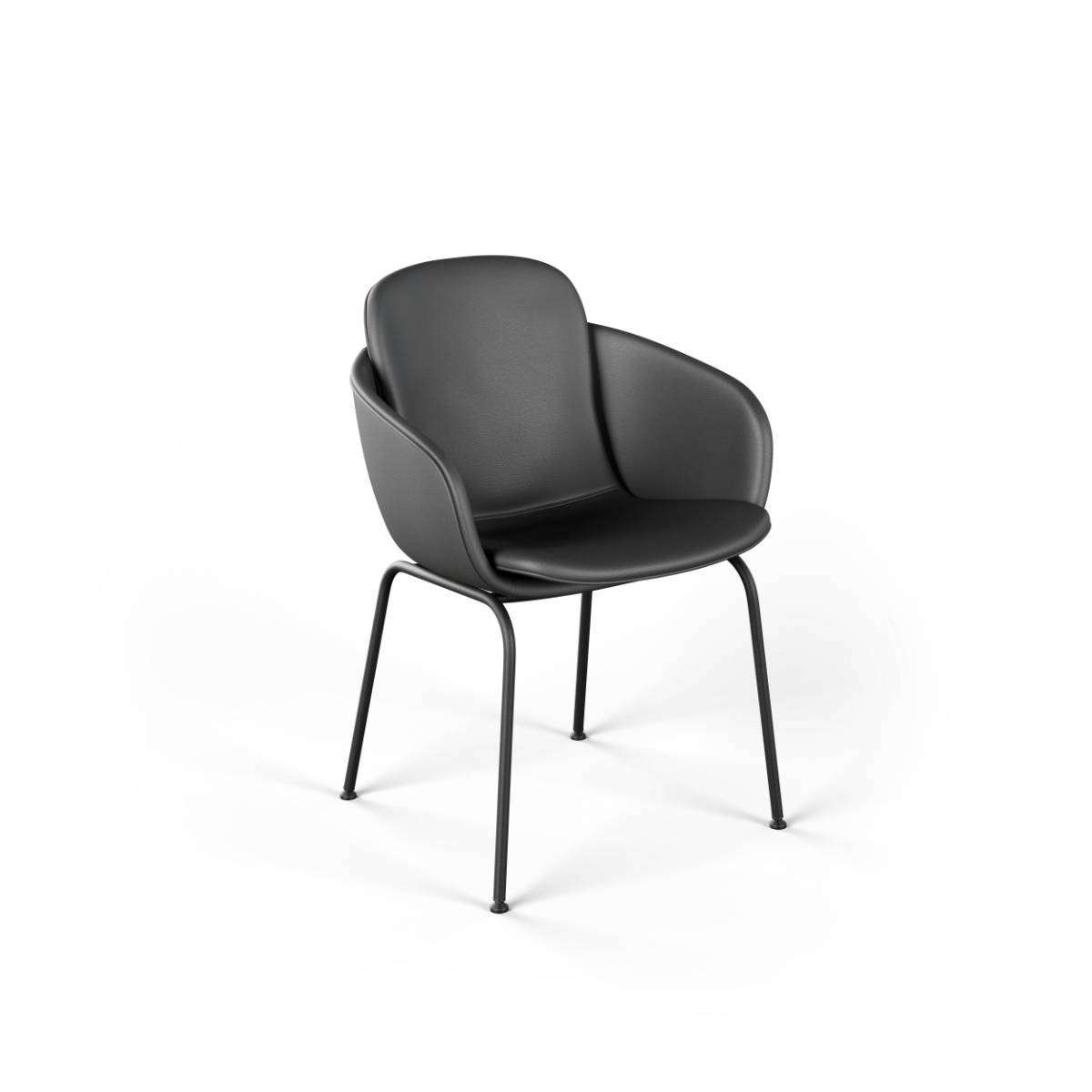 Chair no. One S2 in Terra Black with double shell design and steel frame, indoor dining chair.