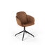 Chair no. One S2 with Luna Walnut color and swivel function, indoor dining chair with leather upholstery and aluminum base