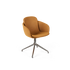 Chair no. One S2 Luna Sandstone with polished aluminum swivel base, indoor dining chair with leather upholstery.