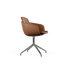 Chair no. One S2 with polished aluminum swivel base in Terra Black leather, indoor dining chair.