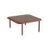 Mollis Coffee Table i chestnut med pulverlakkert aluminiumsramme og røykfarget herdet glass, kvadratisk form.