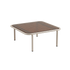 Mollis Coffee Table i taupe med pulverlakkert aluminiumsramme og røykfarget herdet glassplate.