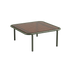 Mollis Coffee Table i olivengrønn med pulverlakkert aluminiumsramme og røykfarget herdet glassplate.