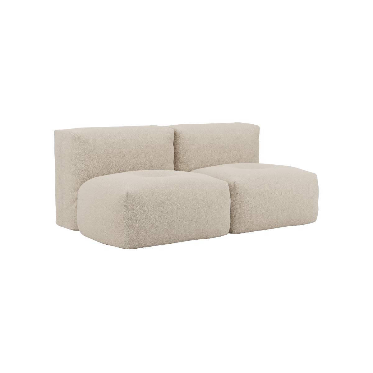 Soft Sofa Indoor 2-seter sofa i beige Teddy stoff med myk, modulær design og uten ramme.