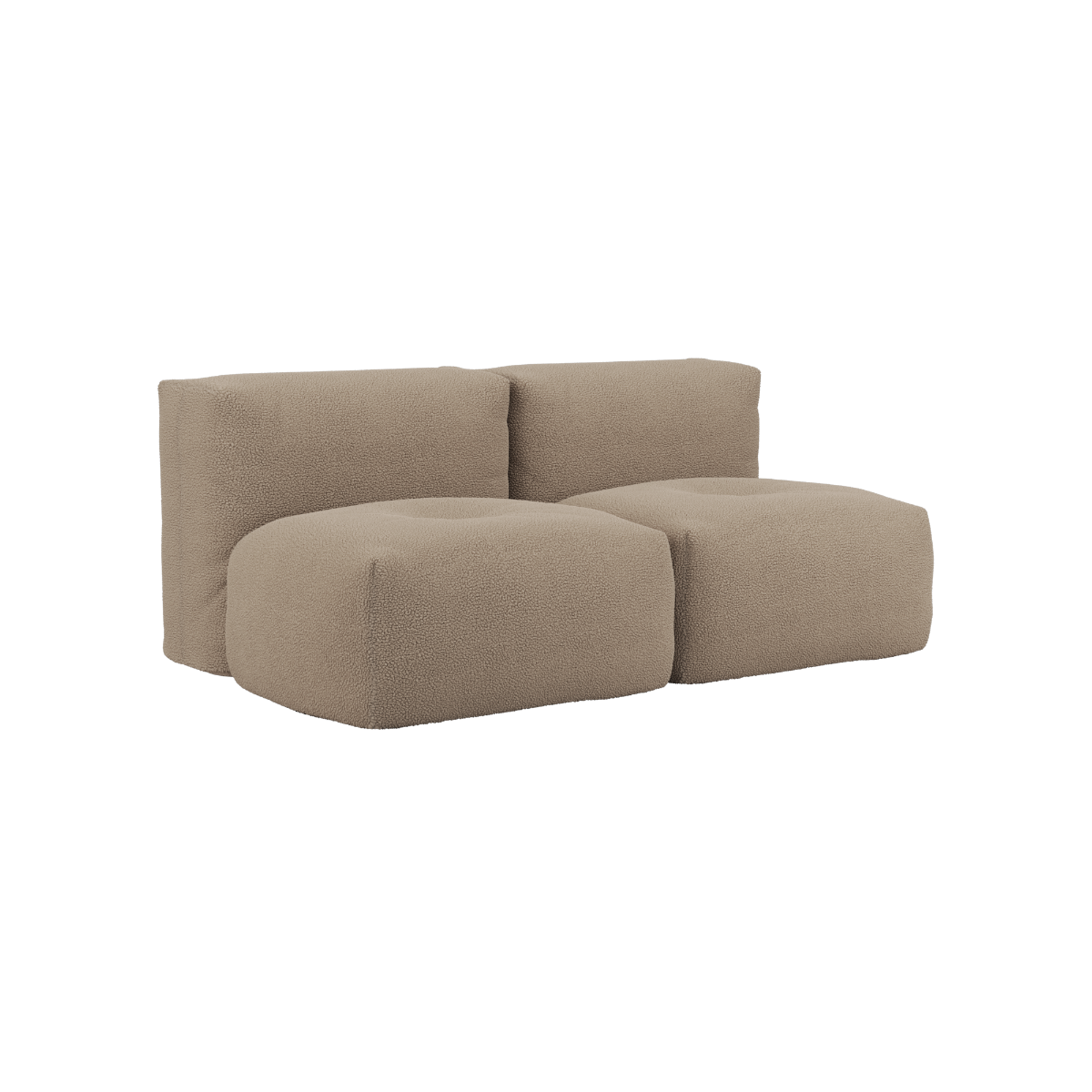 Soft Sofa Indoor 2-seters sofa i mykt Teddy Brown stoff med modulær design og uten ramme.