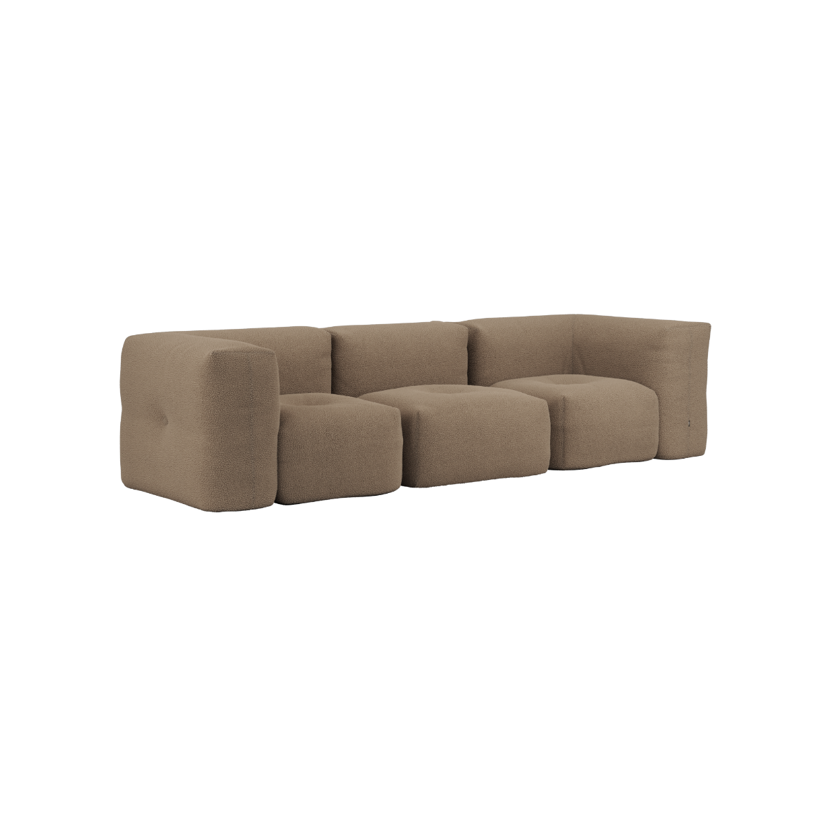 Soft Sofa Indoor 3-seter sofa i Teddy Brown tekstil uten puff, myk og modulbasert design.