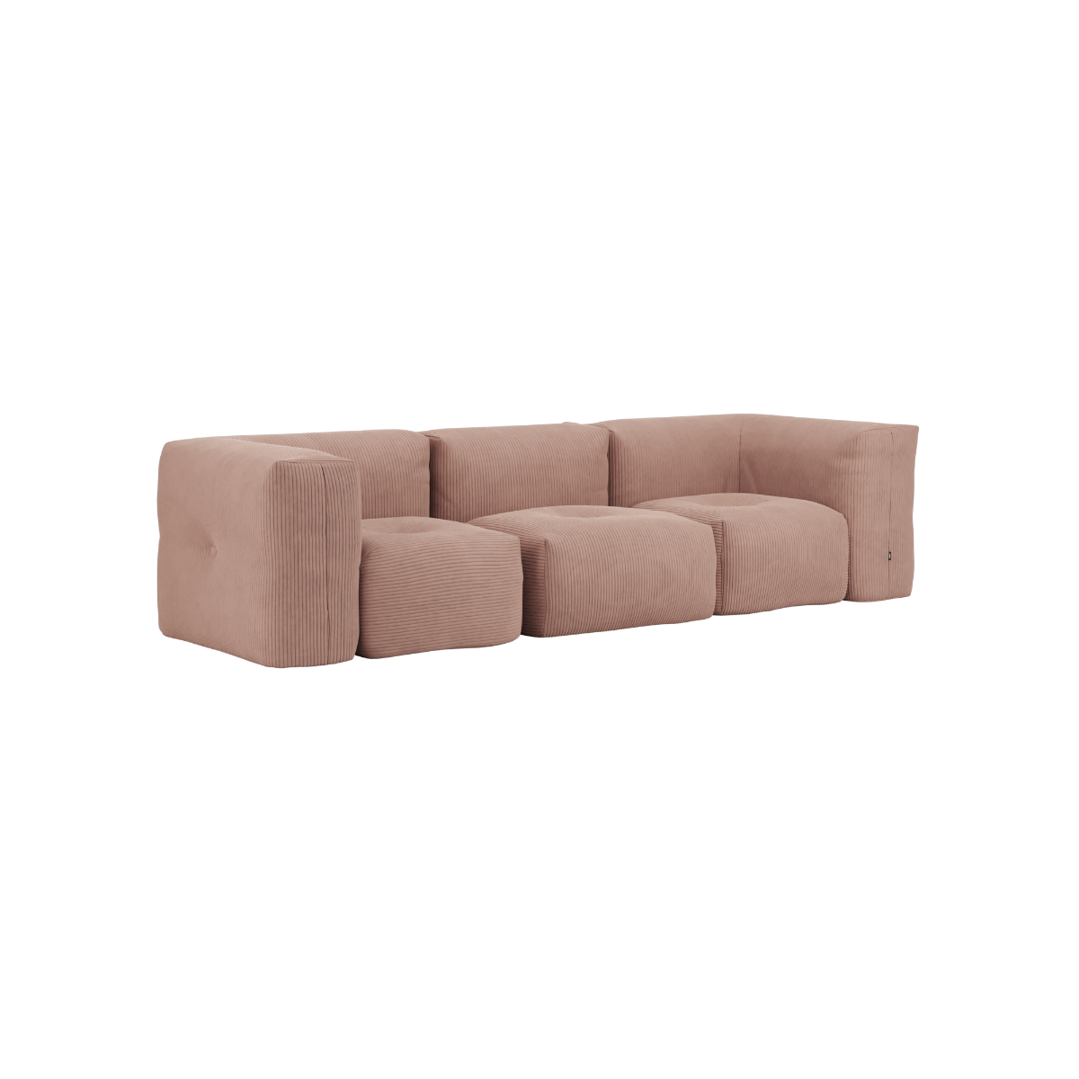 Soft Sofa Indoor 3-seter sofa i rosa Corduroy uten puff, myk og modulbasert design.