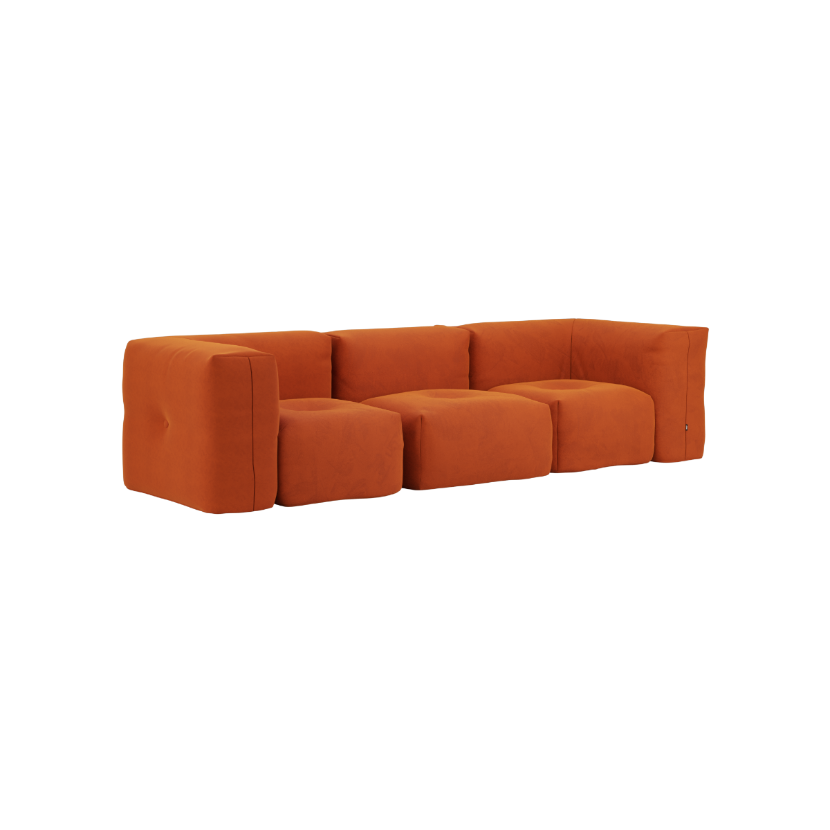 Soft Sofa Indoor 3-seters sofa i oransje jaquard stoff uten puff, modulær og myk design.