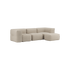 Soft Sofa Indoor 3-seter sofa i Teddy Beige stoff med puff, myk og modulbasert design.