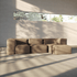 Soft Sofa Indoor 3-seter modulsofa i beige corduroy tekstil med myke puter og lav rygg.