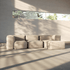 Soft Sofa Indoor 3-seter modulsofa i olivengrønn corduroy tekstil uten puff.