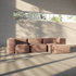 Soft Sofa Indoor 3-seter sofa i olivengrønn corduroy med modulær design og mykt utseende.