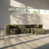Soft Sofa Indoor 3-seter i olivengrønn corduroy med modulær design og mykt utseende.