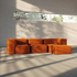 Soft Sofa Indoor 3-seter i beige corduroy stoff med modulær design og myke puter.