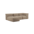 Soft Sofa Indoor 3-seter med lounger i mykt Teddy Brown stoff, modulær og innendørs sofa.