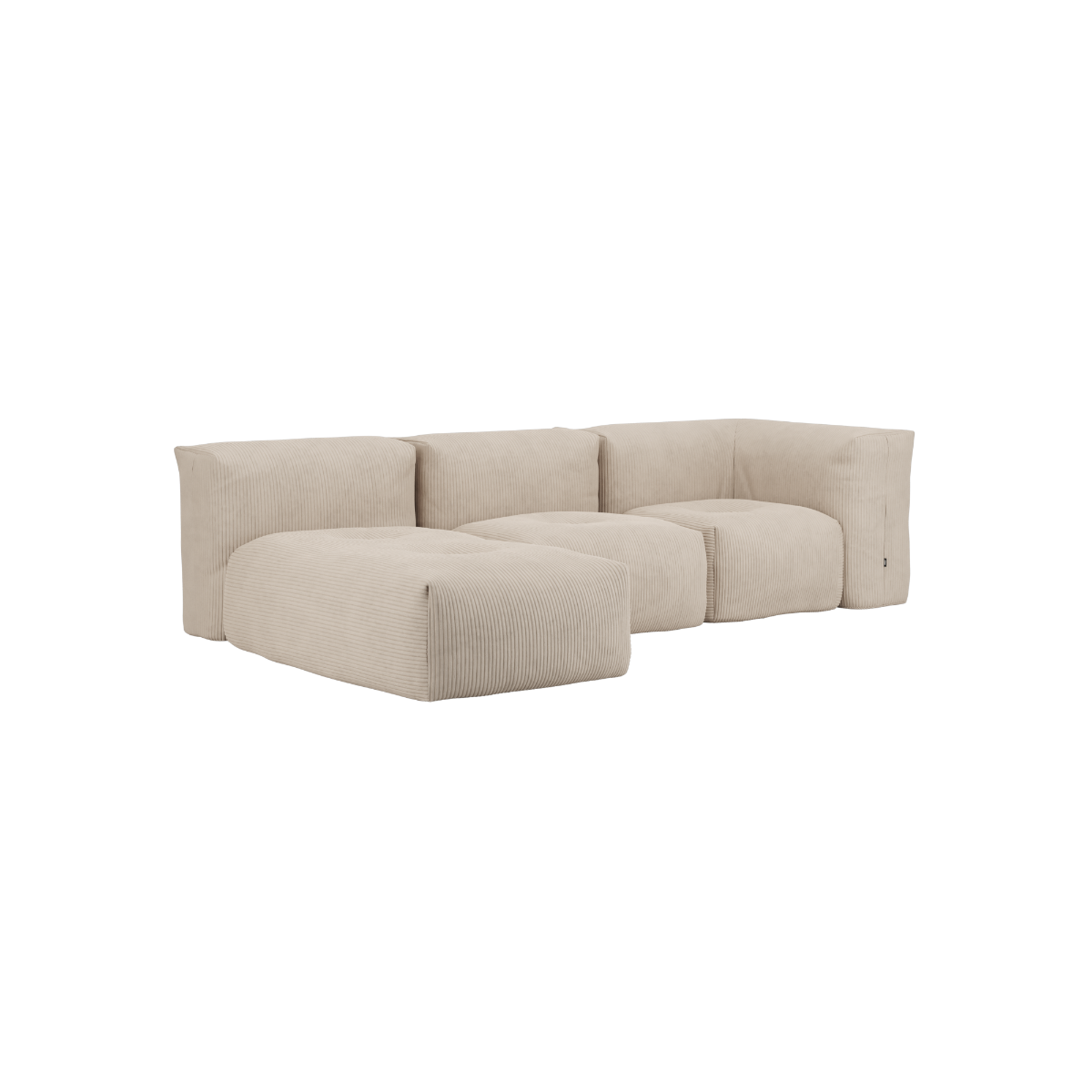 Soft Sofa Indoor 3-seter med lounger i beige corduroy stoff i moderne modulær design.