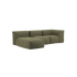 Soft Sofa Indoor 3-seter med lounger i olivengrønt corduroy stoff, modulær design.