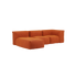 Soft Sofa Indoor 3-seter med lounger i oransje jacquard tekstil, modulær og myk sofa for innendørs bruk.