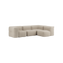 Soft Sofa Indoor 4-seters hjørnesofa i mykt Teddy Beige stoff med modulær design og lave armlener.