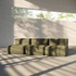 Soft Sofa Indoor 3-seter i Corduroy Rose tekstil uten puff, myk og modulær sofa for innendørs bruk.