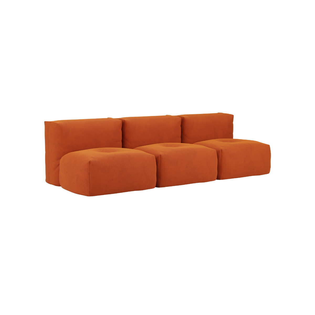 Soft Sofa Indoor 3-seter uten puff i oransje jaquard stoff, modulær og myk sofa uten ramme.