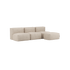 Soft Sofa Indoor 3-seter med puff i corduroy beige tekstil, modulbasert og myk sofa uten ramme.