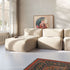 Soft Sofa Indoor Lounger i beige corduroy med myk, modulær design og lav sittehøyde.