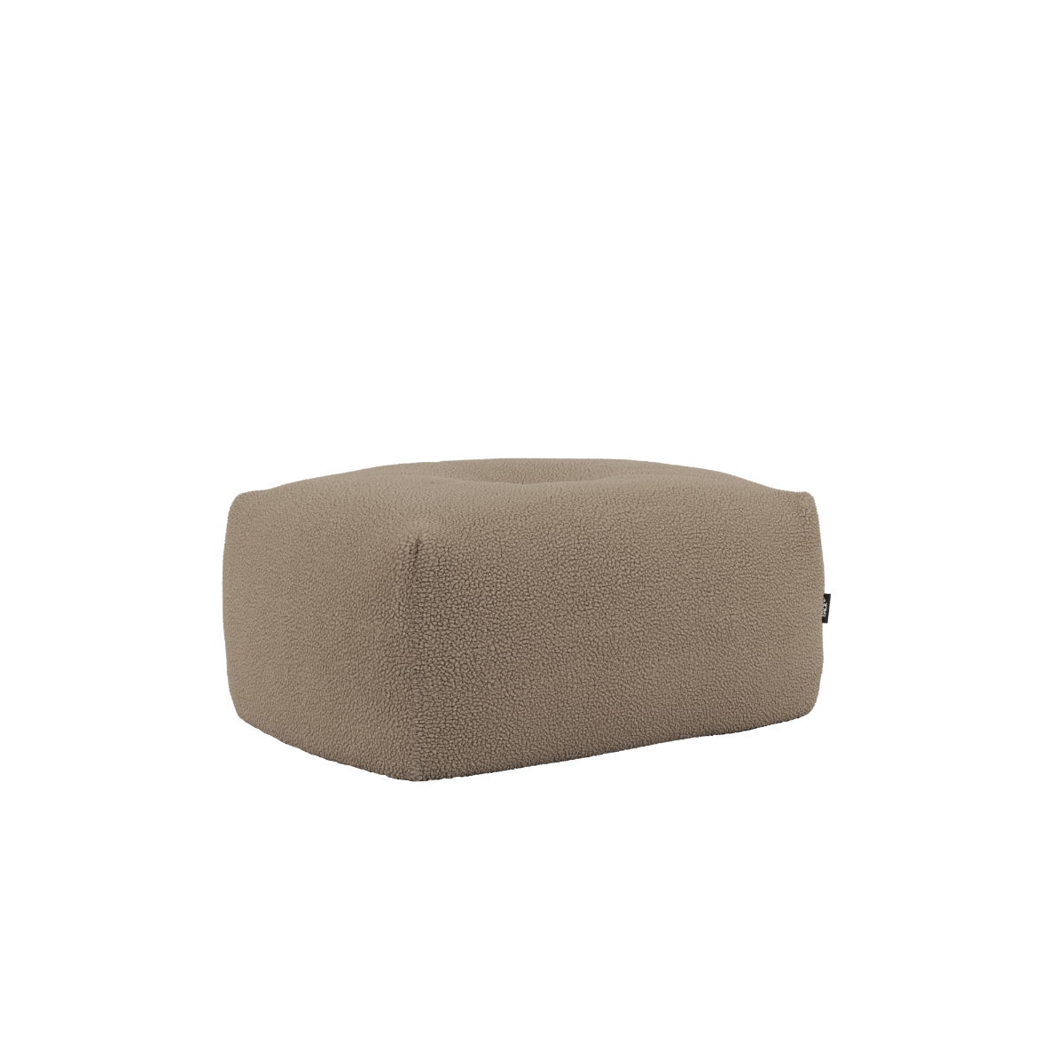 Soft Sofa Indoor pouf in brown Teddy fabric with soft, rounded shape and low height.
