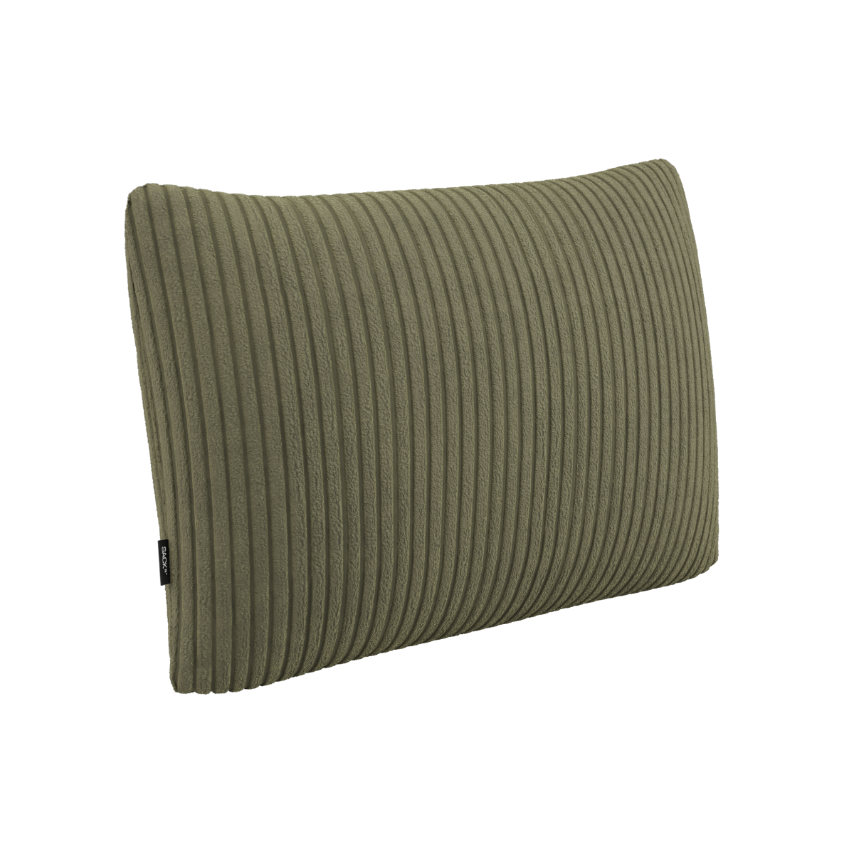 Rektangulær Soft Sofa Indoor Cushion i Corduroy Olive med bred ribbestruktur.