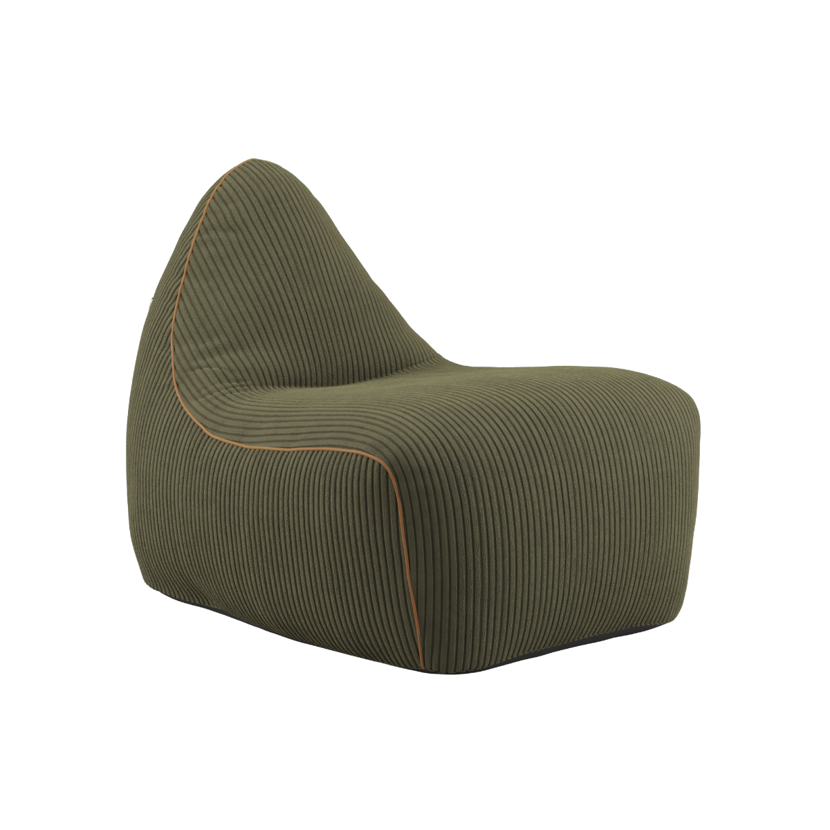 SACKit Chair Indoor i olivengrønn corduroy med rund, myk form og lav ryggstøtte.