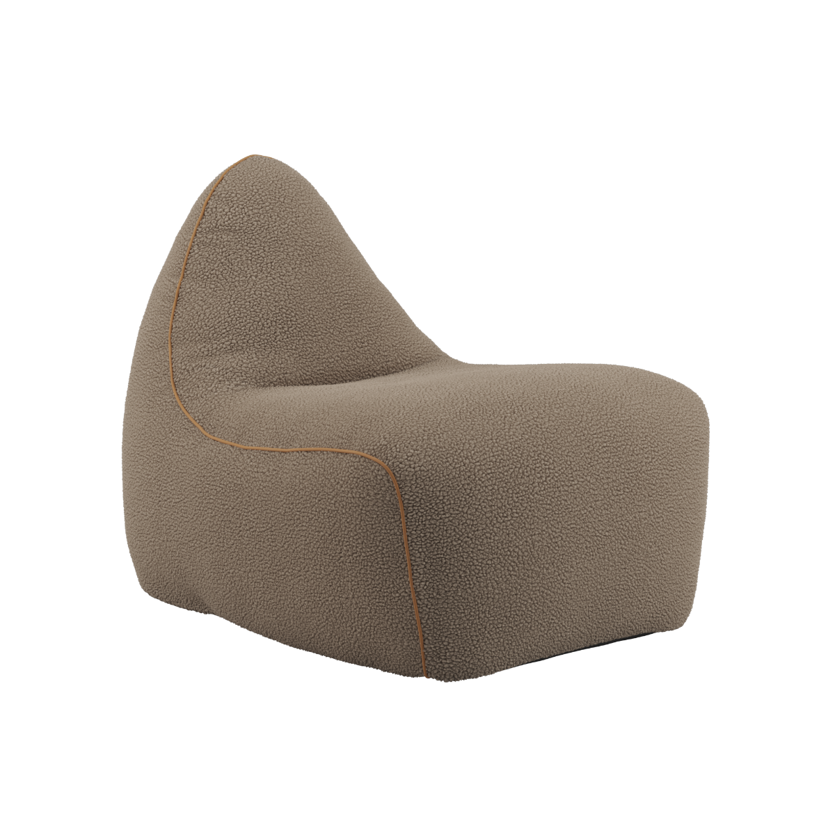 SACKit Chair Indoor i myk, rund form med Teddy Brown tekstil og kaldskumfyll, elegant og komfortabel.