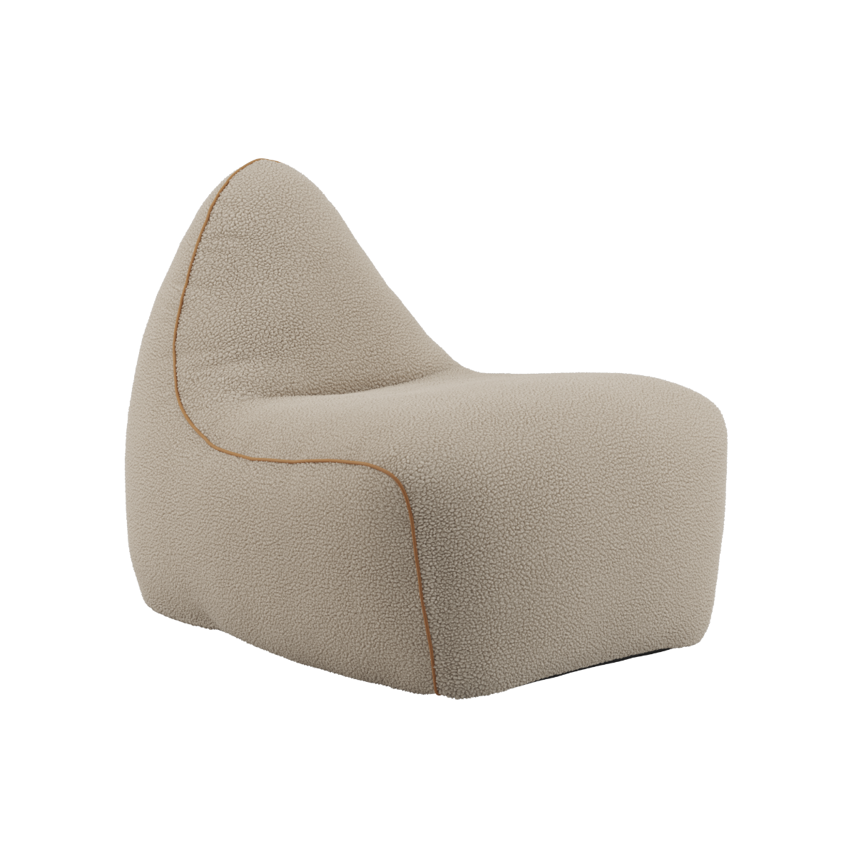 SACKit Chair Indoor i myk Teddy Beige tekstil med rund, organisk form og lav sittehøyde.