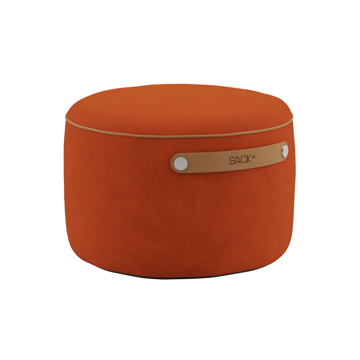 Rund SACKit Pouf Indoor i oransje Jaquard stoff med kompakt form og myk overflate.