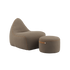 SACKit Chair & Pouf Indoor i mykt Teddy Brown stoff med rund puf og komfortabel stol.