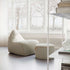 SACKit Chair & Pouf Indoor i myk Teddy Beige tekstil, loungemøbel med pute og fotskammel.