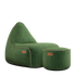 Grønn Cobana Lounge Chair og puf i vannavstøtende olefinfiber med rund form og myk fyll.