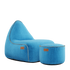 Cobana Lounge Chair og Pouf i turkis, vanntett sakkosekk med ryggstøtte og rund puf.