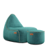 Cobana Lounge Chair og Pouf i petrol melange, vanntett og holdbar sakkosekk med ryggstøtte.