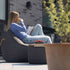 Cobana Lounge Chair og Pouf i grått stoff, innendørs og utendørs salongstol med ryggstøtte.