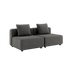 Cobana Lounge Sofa 2-seter i grå uten armlener og puff, modulbasert utendørs sofa med aluminiumsramme.