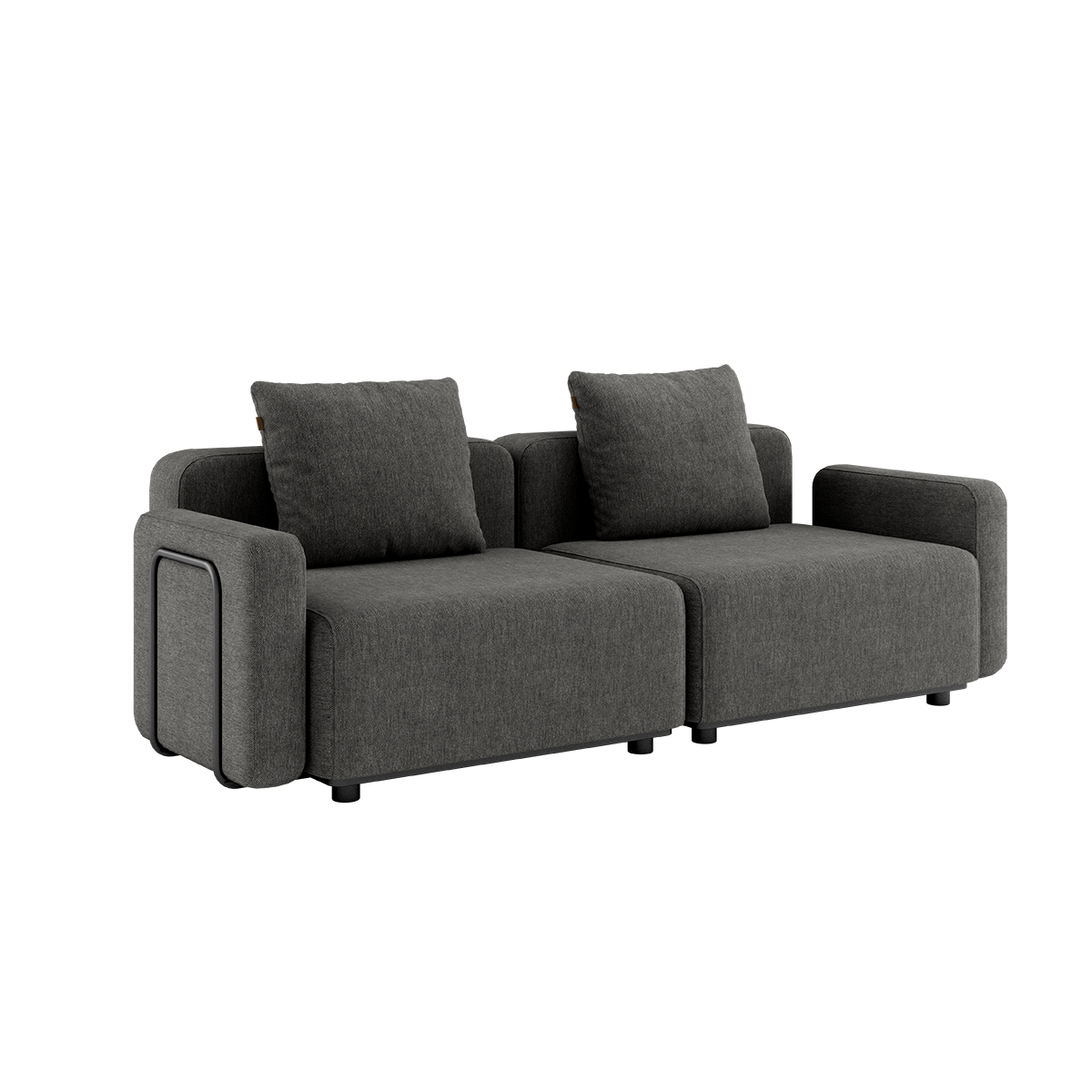 Cobana Lounge Sofa 2-seter i grå med armlener uten puff, modulbasert utendørs sofa med aluminiumsramme.