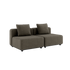 Cobana Lounge Sofa 2-seter i brun uten armlener og puff med aluminiumsramme og tekstiltrekk.