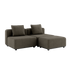Cobana Lounge Sofa 2-seter i brun med puff uten armlener, modulbasert utesofa med aluminiumsramme.