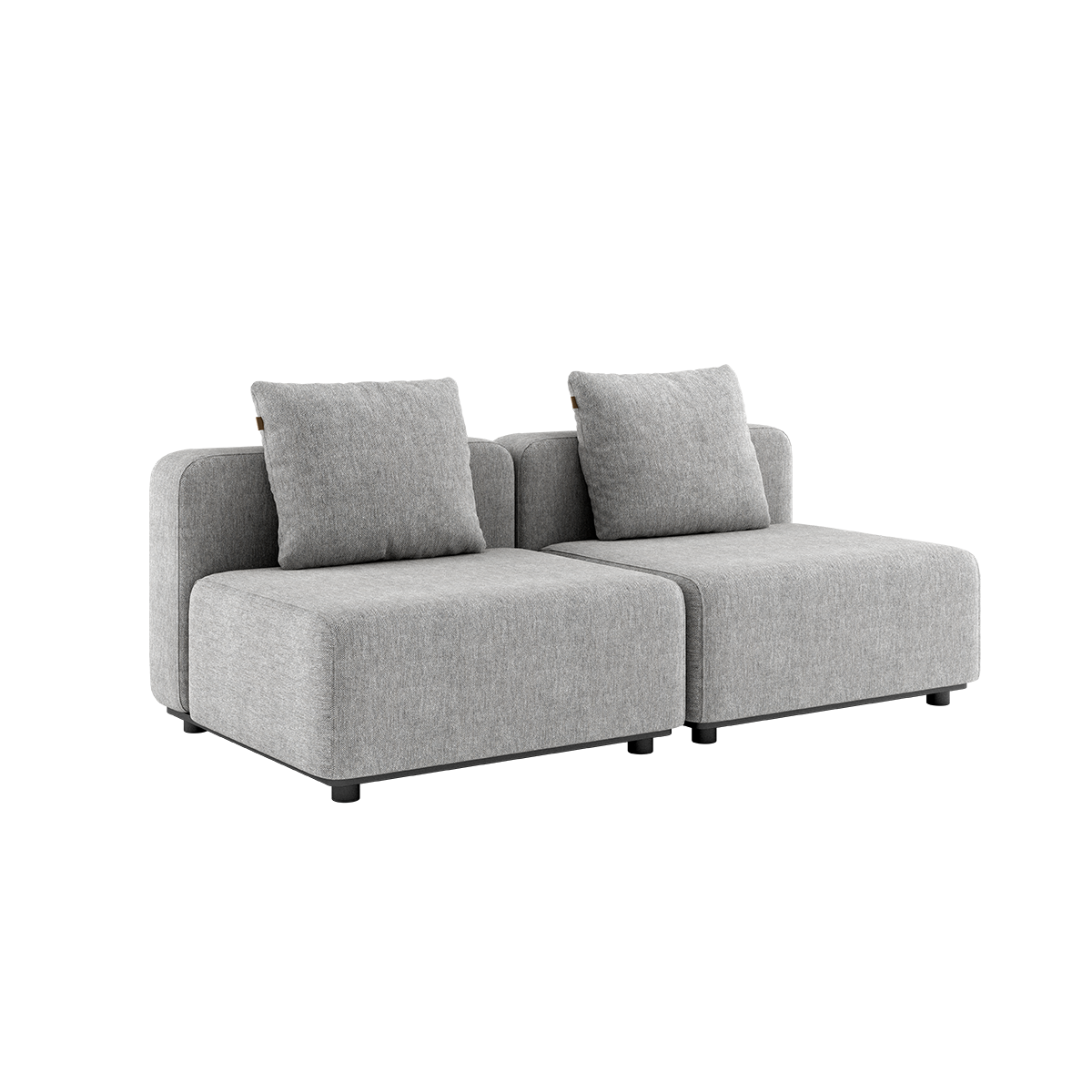 Cobana Lounge Sofa 2-seter uten armlener og puff i sand melange farge med aluminiumsramme.