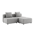 Cobana Lounge Sofa 2-seter uten armlener i Cobana Sand Melange med puff, utendørs modulsofa i skandinavisk design.