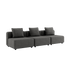 Cobana Lounge Sofa 3-seter i grå uten armlener og puff med aluminiumsramme og tekstilputer.